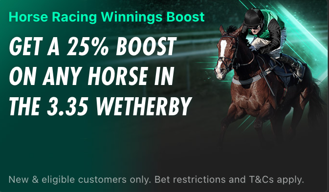 Bet365 price boost offer for a 25% boost on a horse race